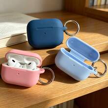 1pc Solid Color Silicone Earphone Case Compatible With Air Po D, Air Po D Silicone One-Piece Solid Color Protective Cover - Black - View 4