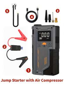 9-In-1 Portable Air Pump With Emergency Jump Starter, USB Charging, Suitable For Car/Bicycle/Motorcycle Tires And Sports Balls, Durable ABS Material - T-700 - View 15