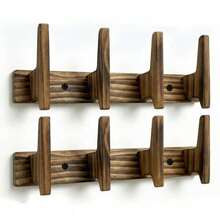 Ganchos de pared, ganchos de madera rústica colgantes, perchero de madera, ganchos, perchero para sombreros, portaequipaje, portallaves, toallero de baño adecuado para sala de estar y dormitorio - Multicolor - Ver 2