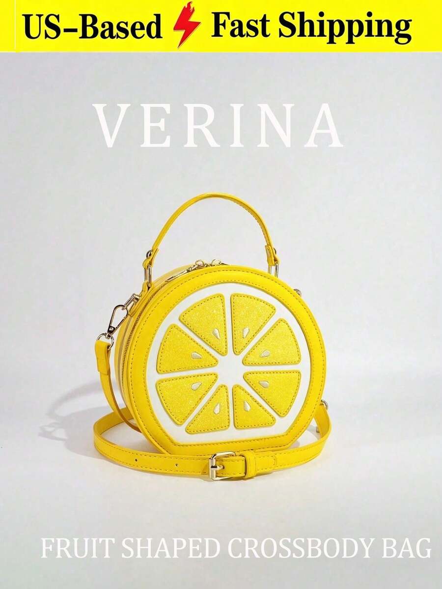 New Simple Fashion Versatile Personalized Fruit Chain Women Handbag,Fruit-Shaped Messenger Bag,Cute Novel Wallet,Shoulder Bag Handbag.Summer Beach Bag - 黃色 - 查看 1