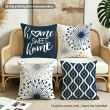 MEMNUN 4 piezas Fundas de cojín con estampado de texto "Home Sweet Home" y patrón geométrico de diente de león moderno y minimalista (rellenos de cojín no incluidos) hechas de material de poliéster con impresión de un solo lado Fundas de almohada 17.7*17.7in(45*45cm)/19.69*19.69in(50*50cm)/15.75*15.75in(40*40cm) Fundas de cojín Fundas de almohada Cojines de sofá Adecuado para decoración del hogar Sala de estar Fundas de cojín de sofá Todas las estaciones Regalo universal - Multicolor - Ver 5