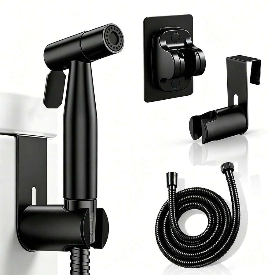 2 Drill-Free Installation Options, Including Toilet Sprayer Set, Handheld Toilet Sprayer With Dual Brackets And Flexible Hose - Spray Gun Kit - View 1