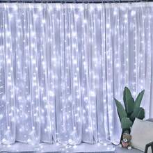 1 Stück batteriebetriebene LED-Hängelichterkette für Haus-Hintergrunddekoration, 6m/3 Meter, für Feiertagsparty, Hochzeit, Geburtstagsdekoration - Batteriekasten-Vorhangleuchte - Übersicht 7