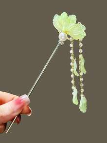 4件/1件復古藍色花卉髮簪，高品質；新中式珍珠流蘇搖擺髮飾，女性髮夾、頭飾、髮夾 - 彩色 - 查看 6