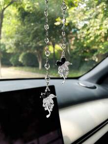 Artificial Rhinestone Flower Car Hanging Ornament, Creative Car Interior Pendant, Rearview Mirror Charm, Car Accessory - Flowers - View 2