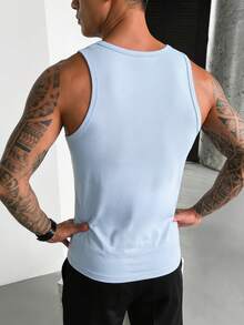 GRDR Camiseta de tirantes casual y versátil de unicolor para hombre - Celeste - Ver 3