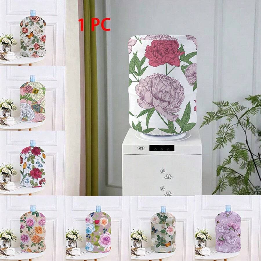 Water Dispenser Bottle Cover For 5 Gallon Water Jug, Rose Print Durable Fabric Water Dispenser Sleeve, Elastic Fabric Water Bucket Decorative Protective Cover, Reusable Home Decor Furniture Standard Protective Cover - Multicolor - View 1