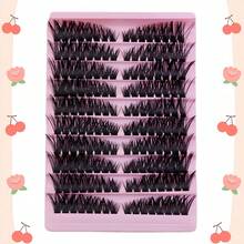 160 piezas de pestañas postizas de racimo individual D-Curl, estilos mixtos finos naturales y voluminosos, extensiones de pestañas reutilizables DIY, adecuadas para principiantes en casa - View 6