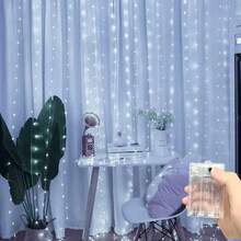 1 Stück batteriebetriebene LED-Hängelichterkette für Haus-Hintergrunddekoration, 6m/3 Meter, für Feiertagsparty, Hochzeit, Geburtstagsdekoration - Batteriekasten-Vorhangleuchte - Übersicht 15