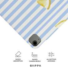 GIIPPA 1 pieza Funda protectora con diseño de rodaja de limón en acuarela a rayas azules y blancas, incluye pegatinas, regalo perfecto para el Día de San Valentín, funda magnética desmontable con plegado en Y a prueba de golpes con ranura para lápiz, compatible con iPad Mini 6/7, Air 2/3/4/5/11/13" (M2/M3 2024-2025), 5/6/7/8/9/10/11ª generación, Pro 10.5/11/12.9" (2017-2025), estilo pastoral fresco de verano - Multicolor - Ver 8