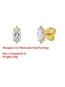 ORSA JEWELS 1對925銀14K金 0.3-1CT D色VVS級馬眼形莫桑石耳釘，經典珠寶，適合女性、男性生日派對與週年紀念 - MOE24 - 查看 16