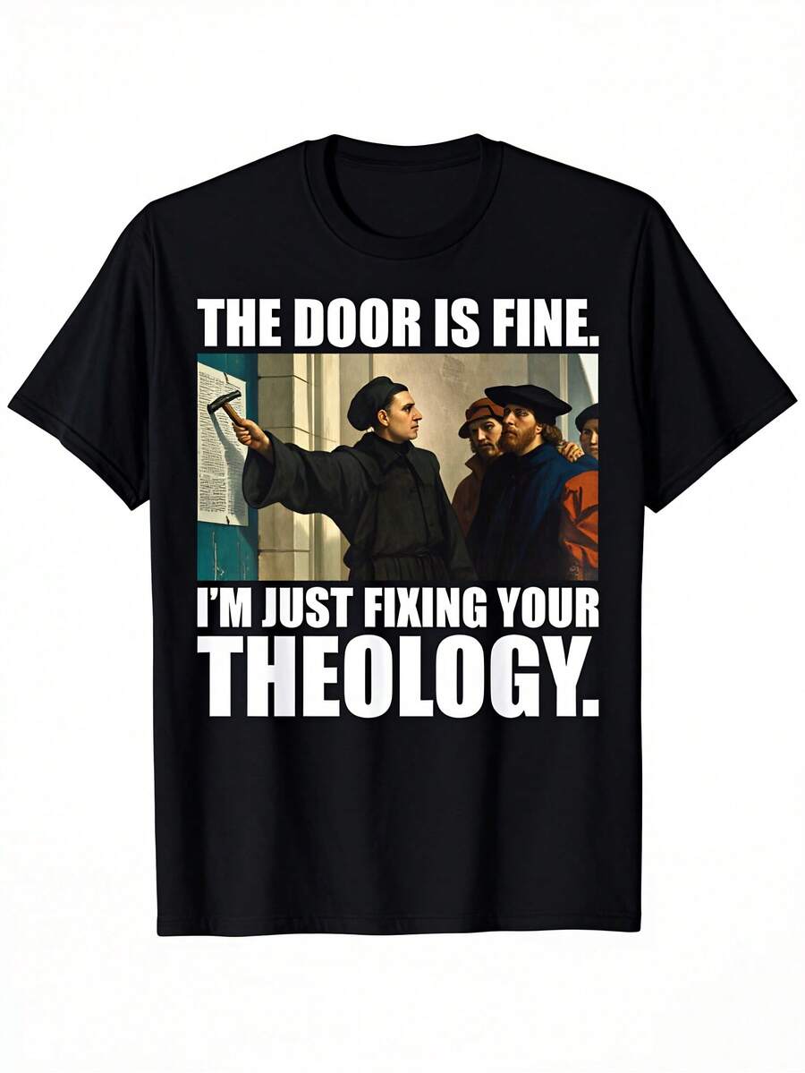 T-shirt 100% coton avec les 95 thèses de Luther, parfait comme cadeau pour la Journée de la Réforme. - Noir - Voir 1