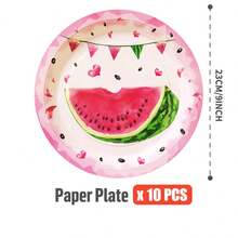 100/25/10pcs Pink Heart Melon Pattern Disposable Plates, Napkins, Cups, Disposable Party Supplies Set, Suitable For 25 Guests, Disposable Paper Plates Party Tableware Suitable For Birthday, Wedding, Theme Party, Family Picnic - Style 1 - View 9
