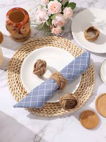 12/6/1pc Rustic Jute Rope Napkin Rings Hand Woven Napkin Holders, Farmhouse Napkin Buckles For Wedding Banquet Bridal Shower Birthday Party Thanksgiving Christmas Dining Table Centerpiece Decor, Home Kitchen Tabletop Napkin Ring Decorations - Multicolor - View 7