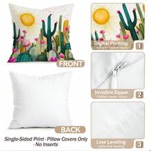 4pcs/1pc Desert Cactus Pattern Pillowcase Without Insert, Single-Sided Printed Pillowcase, Suitable For Living Room Bedroom Home Decor, All Seasons Pillowcase - Multicolor - View 5