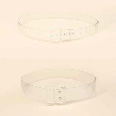 1pc Transparent PVC Buckle Belt, Minimalist Invisible Belt, Suitable For Dresses And Jeans.