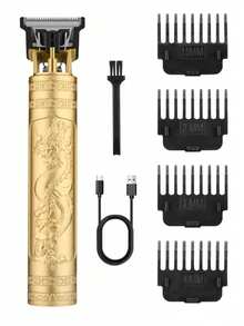 HIENA 男士理发修剪套装（2件套），T9刀头，数字显示电动理发器，集成工具套装，适合家庭使用（另有单把理发器可选） - 金色 - 查看 4