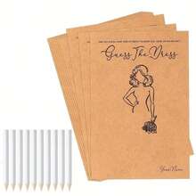 Bridal Shower Game Set, DIY Bridal Gown Painting Cards, Includes Cards And White Pencils, Suitable For Bridal Shower, Bachelorette Party, Birthday Party, Anniversary, "The Dress" Bridal Shower Game Set, Includes Game Cards And Water-Soluble Pencils - Multiple Styles - View 9