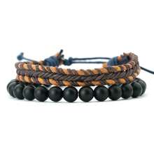 diffone Bộ vòng tay dây thừng tết thủ công phong cách cổ điển, vòng hạt đen 8mm, trang sức đeo cổ tay cho nam - bộ vòng tay nam - Xem 12