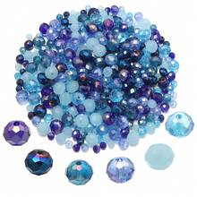 1 paquete de cuentas de cristal de punto en tonos azules, tonos de color aleatorios (cantidad aleatoria por color) - Azul - Ver 7