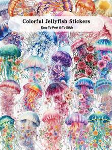 50pcs Colorful Jellyfish Stickers Set Decorative Transparent Stickers For Laptop Suitcase Scrapbook Diy Decor - Colorful Jellyfish - View 8