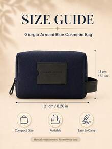 Giorgio Armani Armani 藍色化妝包，13*21cm，高級質感，耐用耐磨，主隔層附內部分隔，收納有序，便攜式，適合個人使用或送禮 - 藏蓝色 - 查看 4