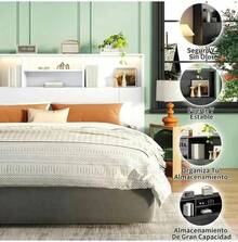 Cabecera Matrimonial Con Luces Led Y Enchufes Para Cama - Blanco - Ver 5