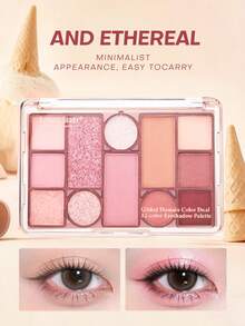 Romantic Beauty RMT 12色眼影盘，哑光和珠光裸色眼影，防晕染，便携，适合日常和派对使用，送给妈妈、姐妹、女朋友的绝佳礼物 - 01落葉 - 查看 3