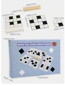 Juego de mesa de batalla de rompecabezas en blanco y negro, juego de mesa familiar para 2 jugadores, interacción entre padres e hijos, adecuado para reuniones familiares de Halloween y Navidad - Blanco y Negro - Ver 7