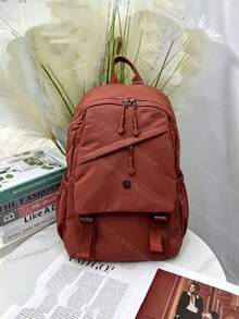 Women's Oxford Backpack - Large Capacity - 39 Cm High - With Multiple Compartments For School, Travel And Work - Burnt Brick Red - View 1