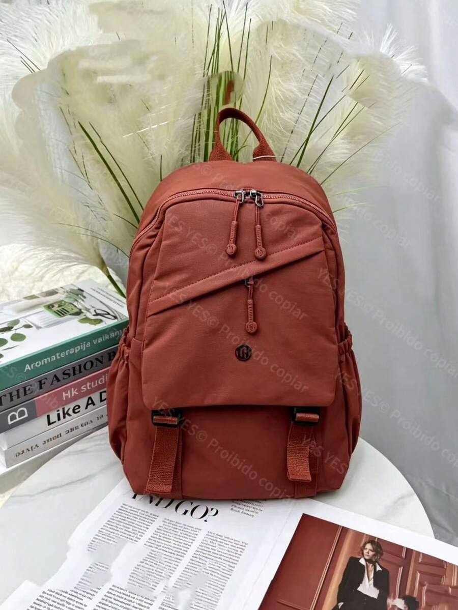 Women's Oxford Backpack - Large Capacity - 39 Cm High - With Multiple Compartments For School, Travel And Work - Burnt Brick Red - View 1