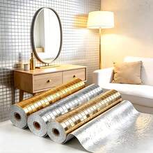 3M/118.1 Inch Self-Adhesive Mosaic Wallpaper Roll, Waterproof Peel And Stick Contact Paper, Glossy PVC Wall Covering, Suitable For Kitchen Backsplash, Bathroom, Cabinets, Countertops And Home Decor - Multicolor - View 4