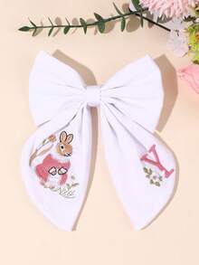 1件 26字母兔子刺繡白色髮夾，甜美花朵雛菊字母髮夾，優雅刺繡青少年髮飾，日常、開學季 - 彩色 - 查看 12