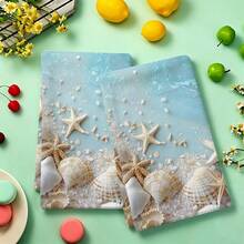 1pc/2pcs/4pcs Coastal Style Kitchen & Bathroom Towels, Vibrant Starfish & Beach Print, Ultra Soft, Highly Absorbent & Quick Drying, Machine Washable, Suitable For Kitchen & Dining Room Decor Hand Towels - Multicolor - View 12