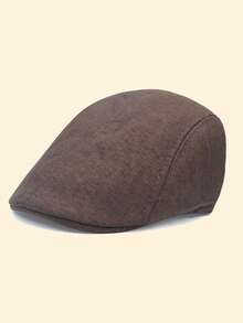 Teen Kids Solid Linen Flat Cap, 9-16Y Boys Autumn-Winter Retro College Style Cap, Casual Outdoor Driving Beret Hat For Boys Girls Daily Wear - Multicolor - View 13