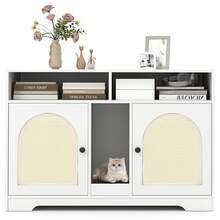 43 Inches Cat Litter Box Enclosure With Storage And Double Rooms - B - View 4