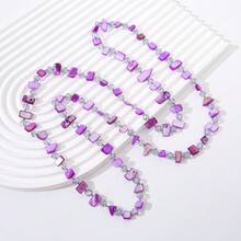 Bohemian Beach Style Dopamine Colorful Shell Beaded Long Necklace For Women - Purple (large Seashell) - View 4
