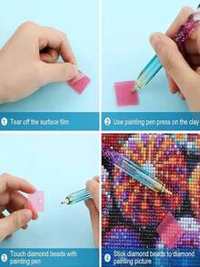 6pcs Diamond Painting Wax Pads, Includes 2pcs Diamond Painting Drills, DIY Art Embroidery Cross Stitch Tools - A - View 2