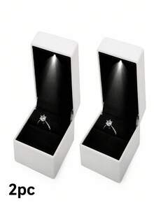 Luxury LED Ring Jewelry Box, Suitable For Proposal, Wedding, Engagement, Christmas... LED Ring Jewelry Gift Box With Light, Unisex, Suitable For Girls. Box Size - Black - View 18