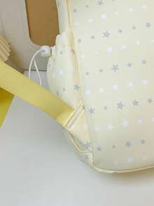 星星圖案女款字母刺繡大容量甜美風通勤學生後背包 - 彩色 - 查看 7