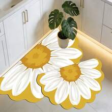 1pc Black & Gold Floral Diatomaceous Earth Bath Mat, Bathroom Rug, Door Mat, Small Rug, Carpet, Floor Mat, Home Decor, Area Rug, Outdoor Mat, Bedroom Carpet, Washable Rug - Multicolor 6 - View 1