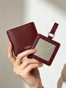 Chloé Pocket Sized Foldable Makeup Mirror HD Clear Lens Easy Slip Into Purse For Outdoor Touch Up CHLOE-GIFT-22 - Rust Brown - View 4