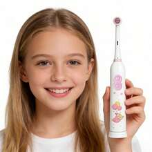 1pc Rotating Electric Toothbrush, With 4 Brush Heads, Includes 2 AAA Batteries, Smart Cleaning Battery-Powered Electric Toothbrush, Soft Bristles, Multiple Patterns - White - View 3