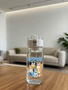 Bluey 1個 400/600/800ml 水壺，大容量附吸管與防漏設計，便攜手柄，輕量塑料材質，卡通設計，適用健身與籃球運動 - 彩色 - 查看 3