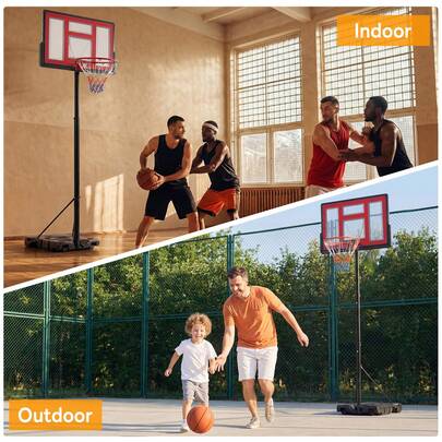 OLIXIS Adjustable Height Metal Portable Full-Size Basketball Hoop, Adjustable Height For All Ages, Portable Hoop Features An Adjustable Height From 4.2ft To 10ft
