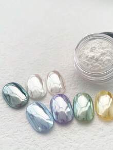 純白色仿珍珠變色極光粉 亮片美甲粉 透明感亮粉 (0.5g/瓶) - 無色 - View 4