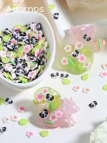 10g Mezcla de Rebanadas de Arcilla Polimérica con Panda, Flor Rosa y Hoja, Lindas Chispas de Arcilla Suave de Dibujos Animados para DIY, Encantos de Resina, Decoración de Uñas, Rellenos de Resina y Slime - Multicolor - Ver 6
