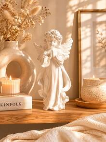 Praying Angel Statue Decor, White Angel Statue For Shelf, Farmhouse Style Home Decor Accent, Commemorative Gift, Housewarming Gift For Women, Gift For Mom - New Model - View 6