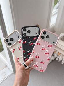 1pc Fashion 3 Pieces Set Full-Screen White Bow & Cherry Painted Pattern Phone Case, Lychee Texture TPU Anti-Drop Anti-Scratch Soft Shell Compatible With Apple 11/12/13/14/14plus/15/15plus/16/16plus/7/8plus/17/17pro And Other Models Protective Cover - Multicolor - View 3