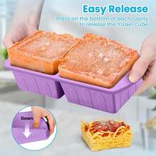 2 Pack Silicone Freezer Trays With Lid Easy Storage Silicone Soup Freezer Molds 2 Cup ,Cube Tray Freezing Broth Sauces Store Leftovers , Leakproof, Easy Release Dishwasher - Purple+Pink - View 7